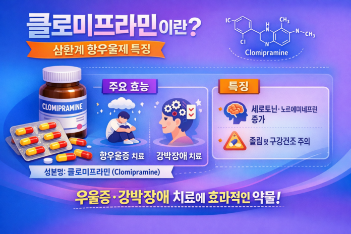클로미프라민이란 삼환계 항우울제 특징